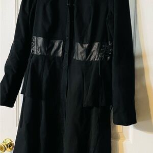 Hot Topic Exclusive Alice In Wonderland Black Trench Coat with Leather Accents